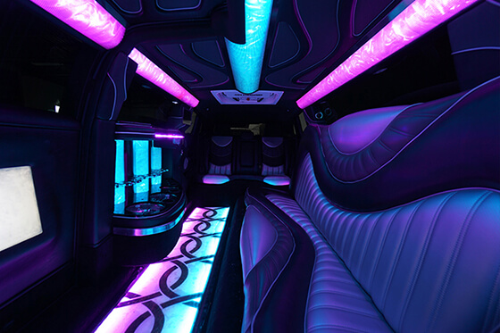 Party lights and interiors in our party buses
