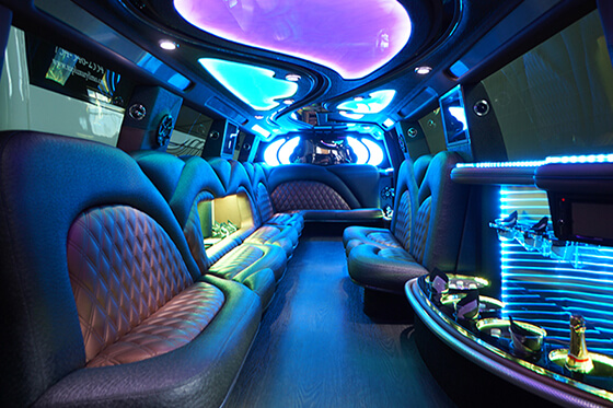 bright LED lights in our limo interiors