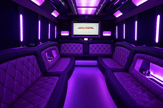 party bus' leather seating